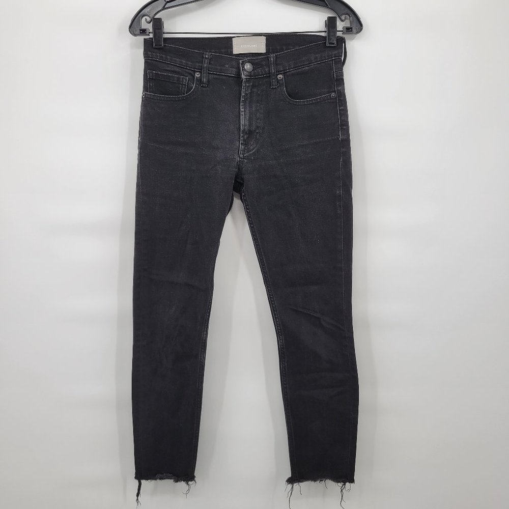 Everlane Women Black Mid Rise Skinny Raw Frayed Hem Crop Regular Jeans Size 27